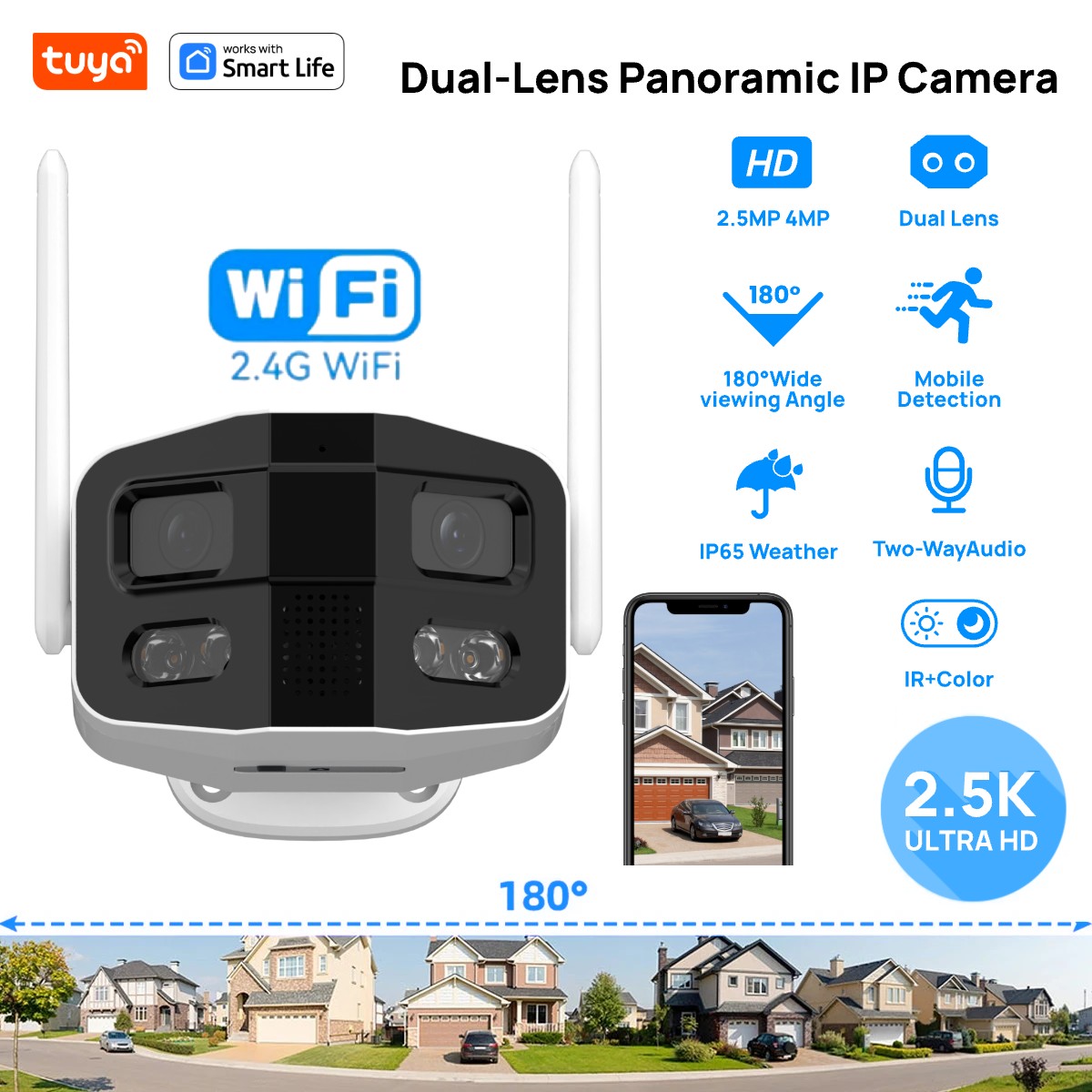 Smart Home Camera Ezviz - ทูย่า สมาร์ท 4MP 2.5K เลนส์คู่ มุมกว้าง